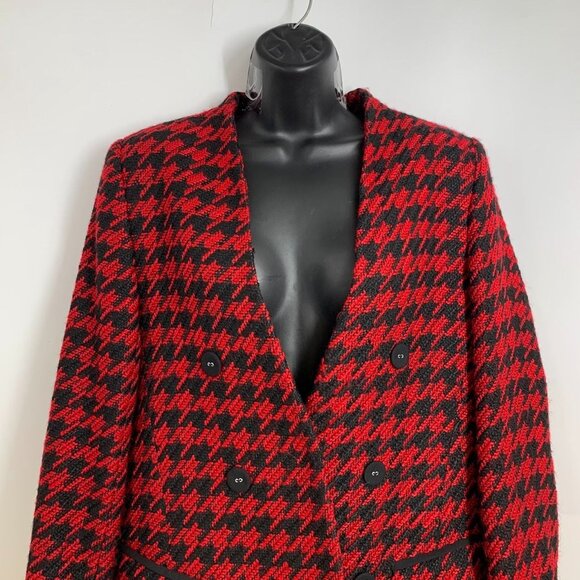 Zara Basics Women's‎ Houndstooth Wool Blend Double-Breasted Blazer Jacket Size L - Picture 4 of 12